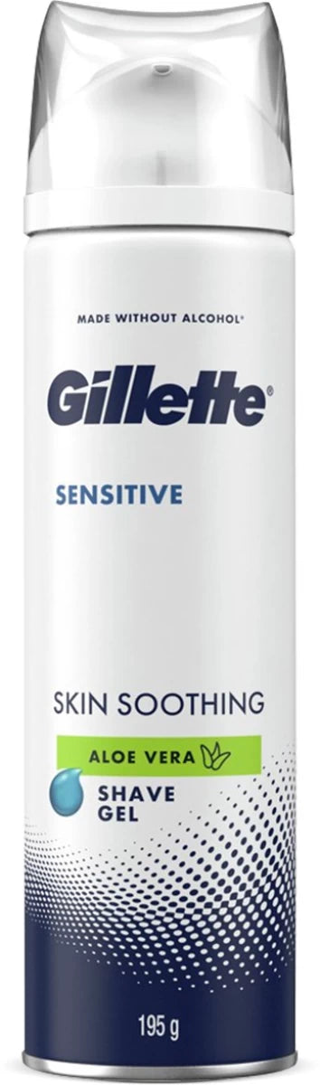 Gillette Sensitive Shaving Gel Soothing with Aloe Vera (195g)