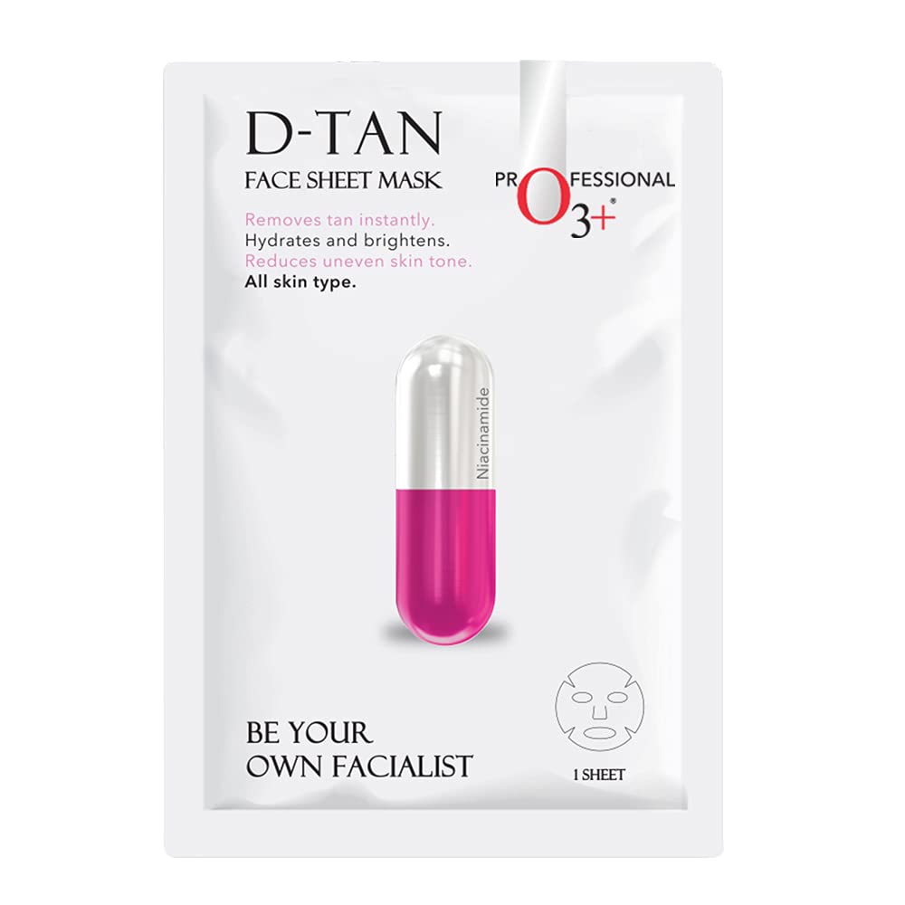 O3+ Professional Facialist Dtan Face Sheet Mask With Niacinamide reduced dark spots, acne scars, and discoloration while giving ultimate brightening (30g)