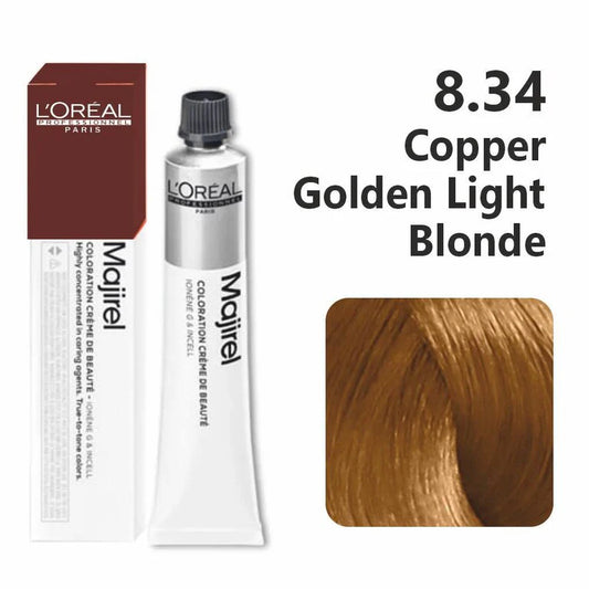 Loreal Professional Majirel: 8.34 - Copper Gold Light Blonde (Warm Brown)