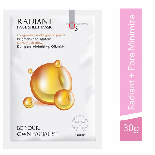 o3+ Professional Facialist Radiant Face Sheet Mask for Oxygenates and tightens pores (30g)
